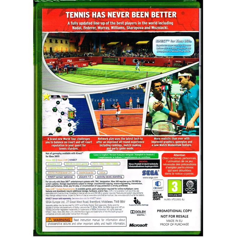 VIRTUA TENNIS 4 PROMOTIONAL COPY XBOX 360