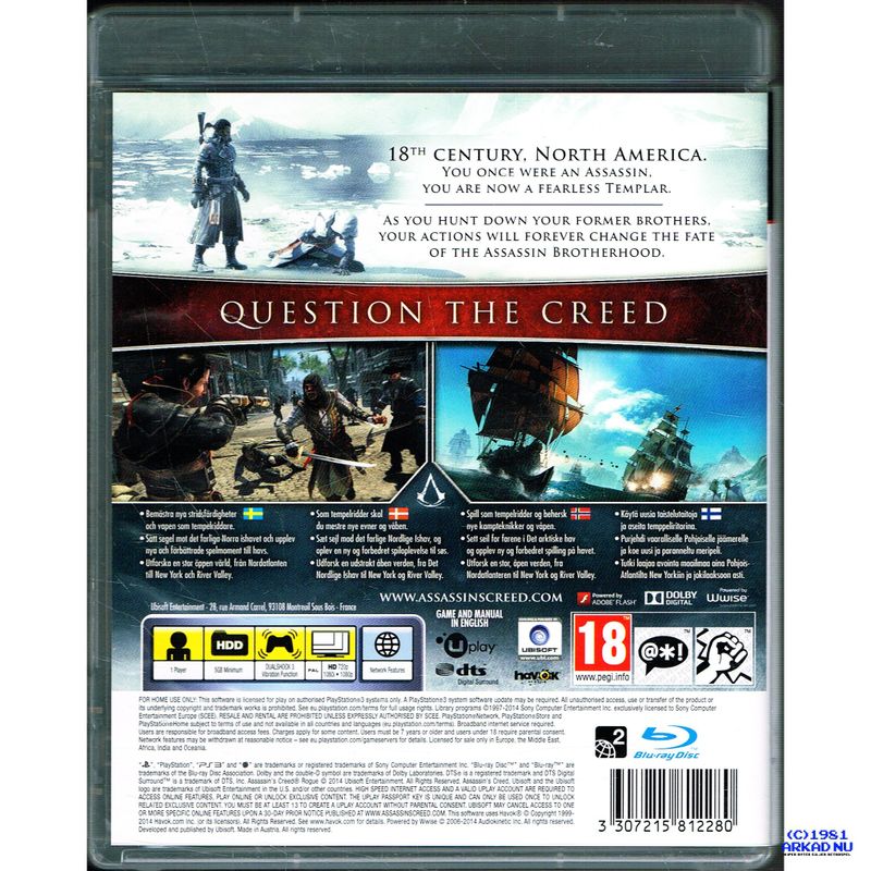 ASSASSINS CREED ROGUE PS3