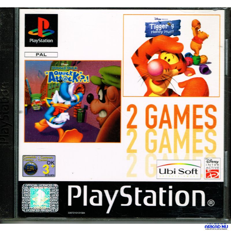 DONALD DUCK QUACK ATTACK + WINNIE TIGGERS HONEY HUNT 2 GAMES PS1