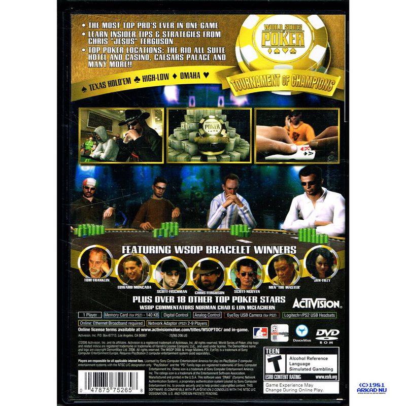 WORLD SERIES OF POKER TOURNAMENT OF CHAMPIONS 2007 EDITION PS2 NTSC USA