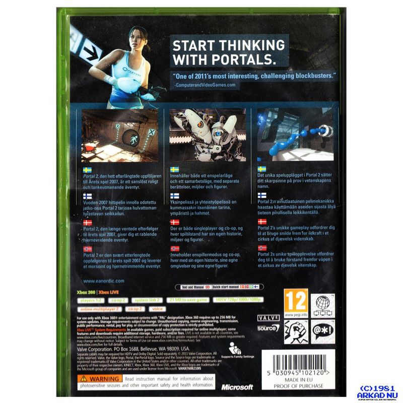 PORTAL 2 XBOX 360