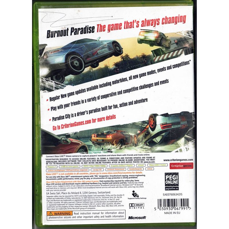 BURNOUT PARADISE XBOX 360