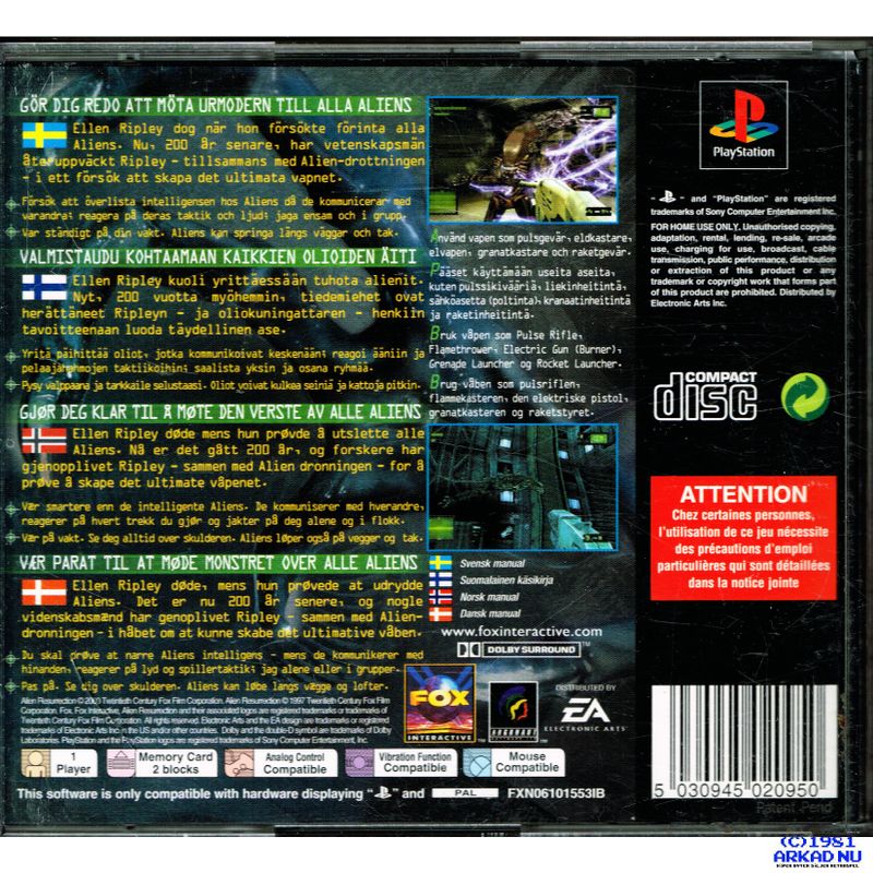 ALIEN RESURRECTION PS1