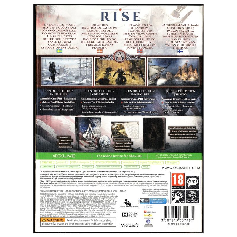 ASSASSINS CREED III JOIN OR DIE XBOX 360