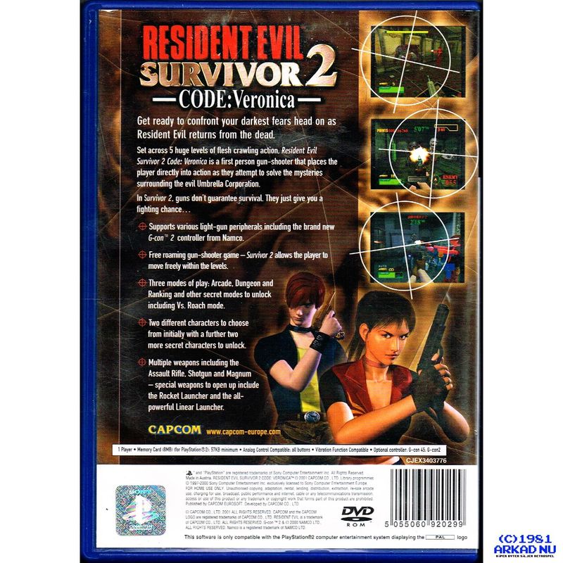 RESIDENT EVIL SURVIVOR 2 CODE VERONICA PS2