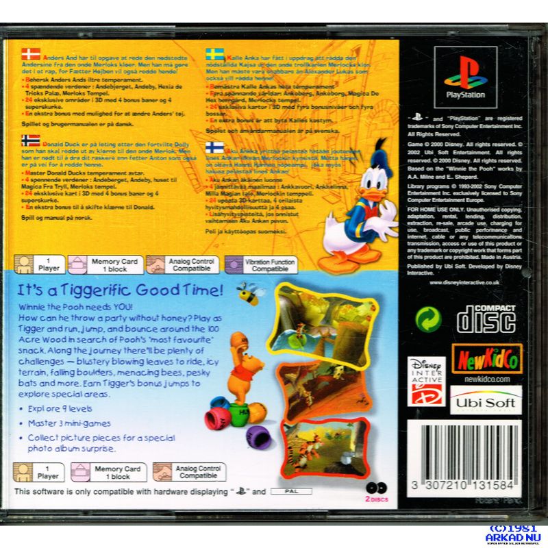 DONALD DUCK QUACK ATTACK + WINNIE TIGGERS HONEY HUNT 2 GAMES PS1