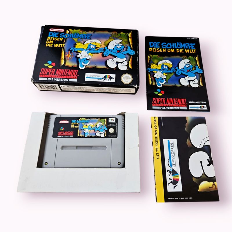 DIE SCHLUMPFE REISEN UM DIE WELT THE SMURFS TRAVEL THE WORLD SNES