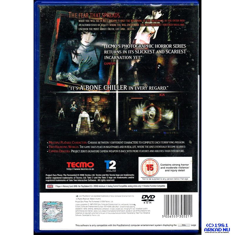 PROJECT ZERO 3 THE TORMENTED PS2