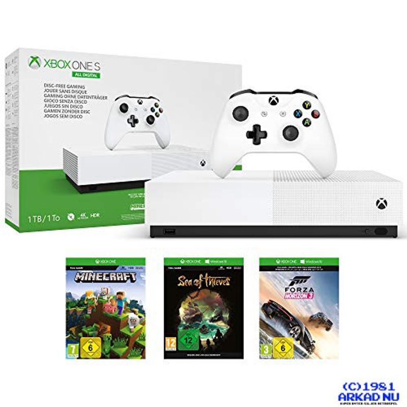 XBOX ONE S 1TB ALL DIGITAL EDITION MED  SPELEN MINECRAFT, SEA OF THIVES OCH FORZA HORIZON 3