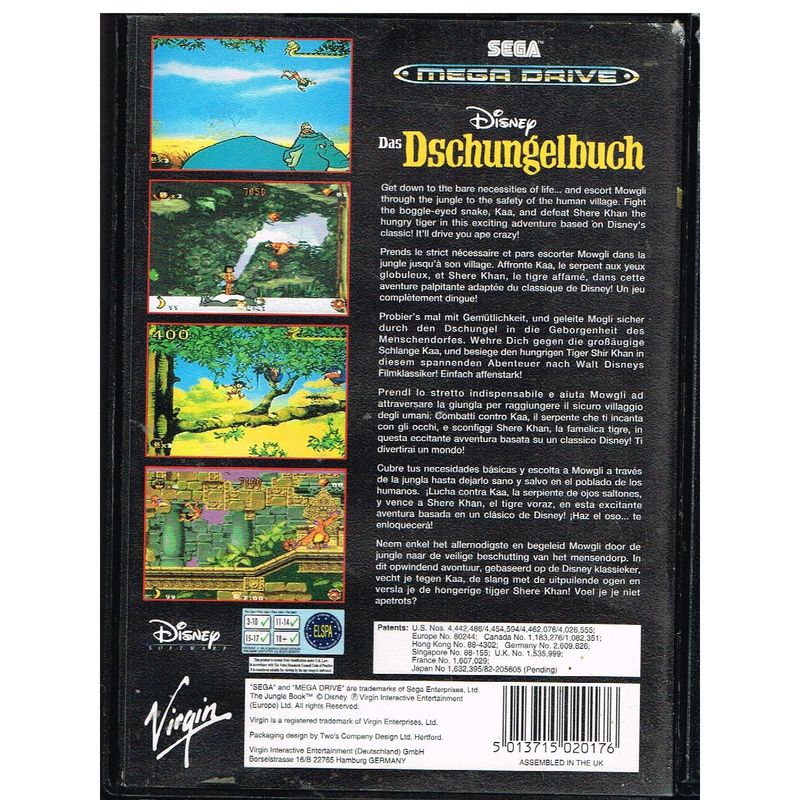 JUNGLEBOOK DAS DSCHUNGELBUCH MEGADRIVE ENGELSK TEXT