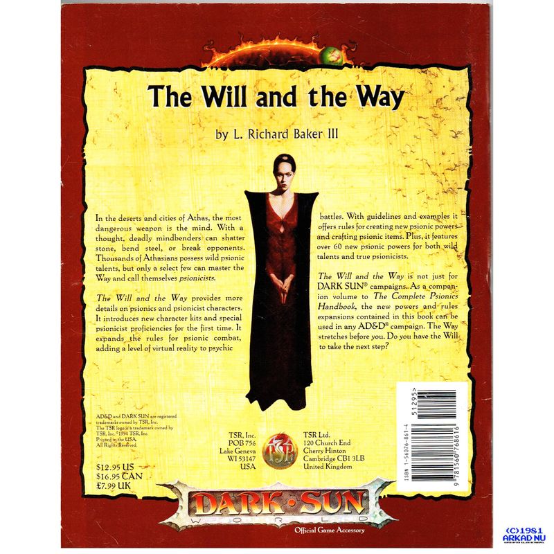 DARK SUN THE WILL AND THE WAY TSR# 2431 AD&D 2ND ED