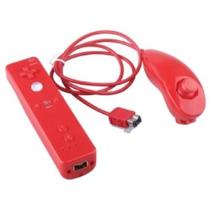 WII REMOTE RÖD MED NUNCHUCK 3RD PART