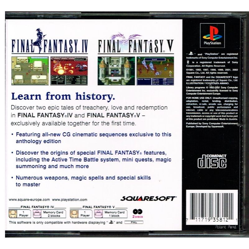 FINAL FANTASY ANTHOLOGY PS1 NTSC USA