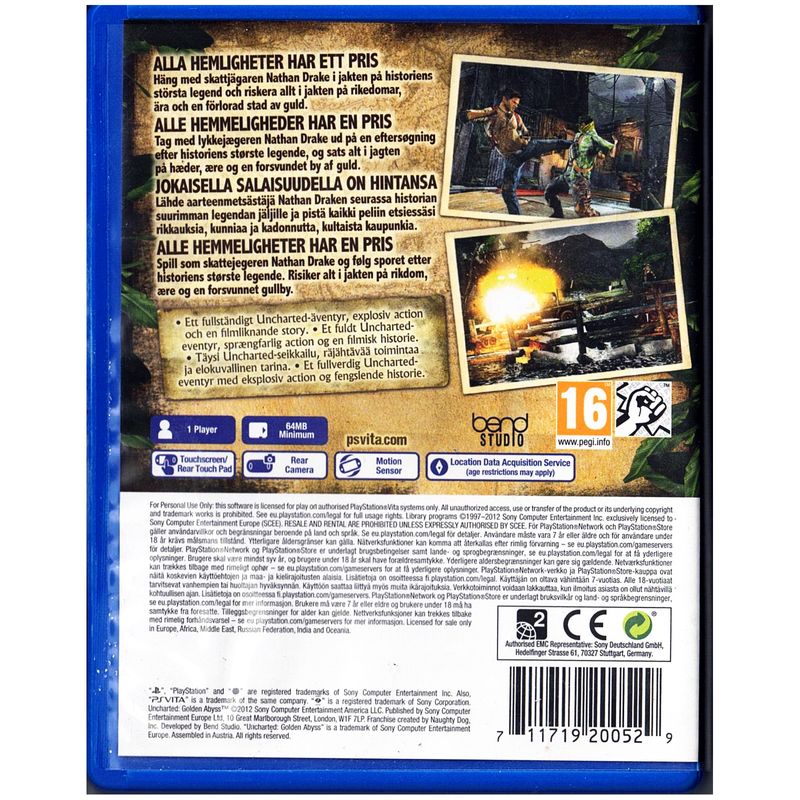 UNCHARTED GOLDEN ABYSS PS VITA