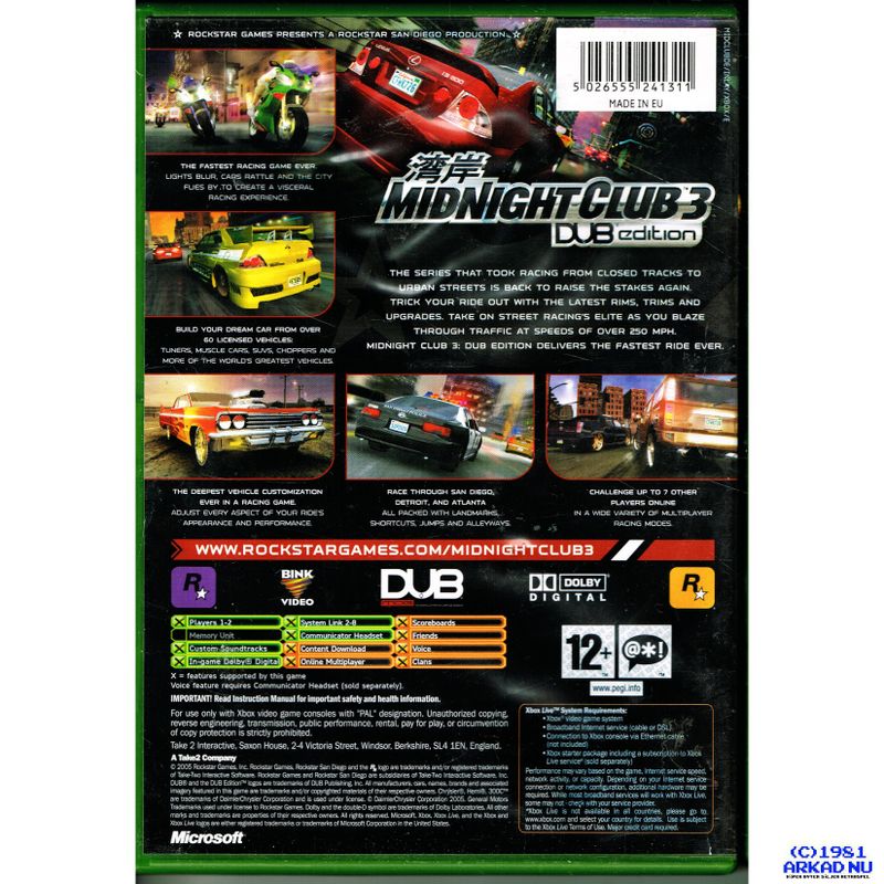 MIDNIGHT CLUB 3 DUB EDITION XBOX