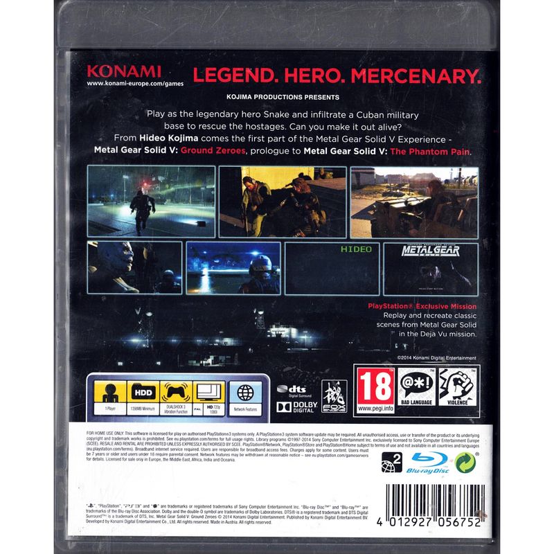 METAL GEAR SOLID V GROUND ZEROES PS3