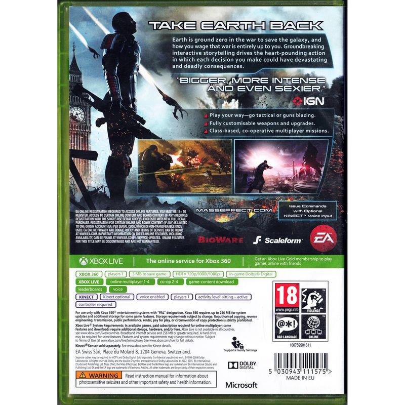 MASS EFFECT 3 XBOX 360