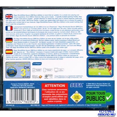 SEGA WORLDWIDE SOCCER 2000 EURO EDITION DREAMCAST