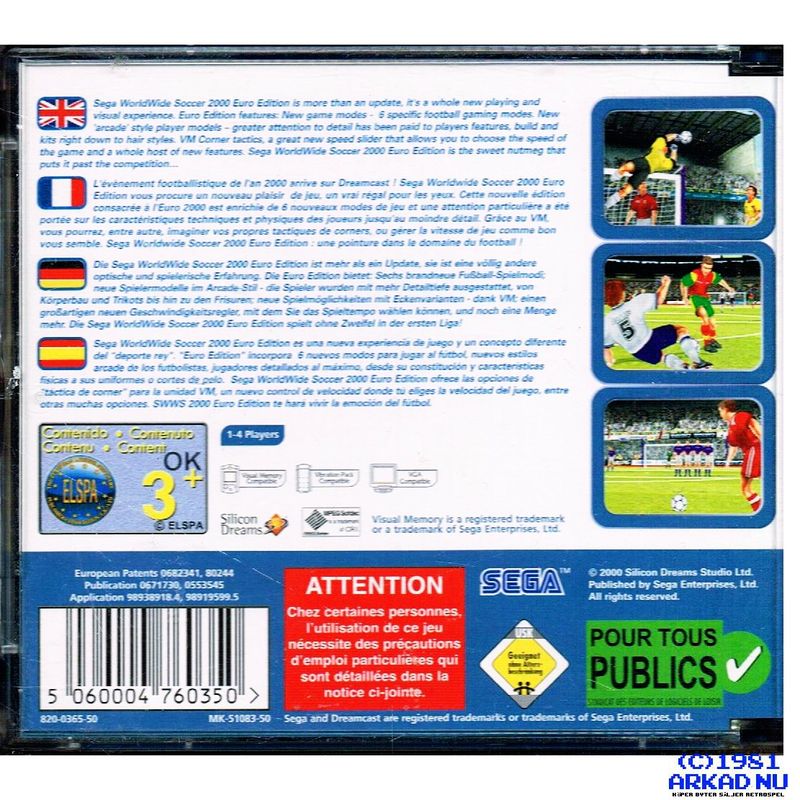 SEGA WORLDWIDE SOCCER 2000 EURO EDITION DREAMCAST