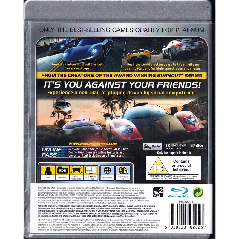 NEED FOR SPEED HOT PURSUIT PS3 PLATINUM