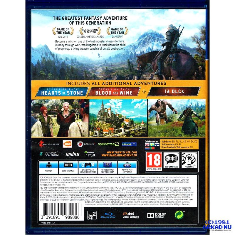 THE WITCHER 3 WILD HUNT GAME OF THE YEAR EDITION PS4