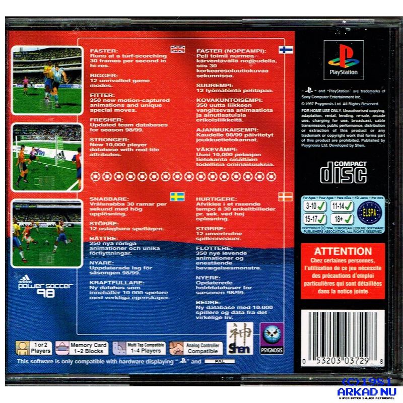 ADIDAS POWER SOCCER 98 PS1