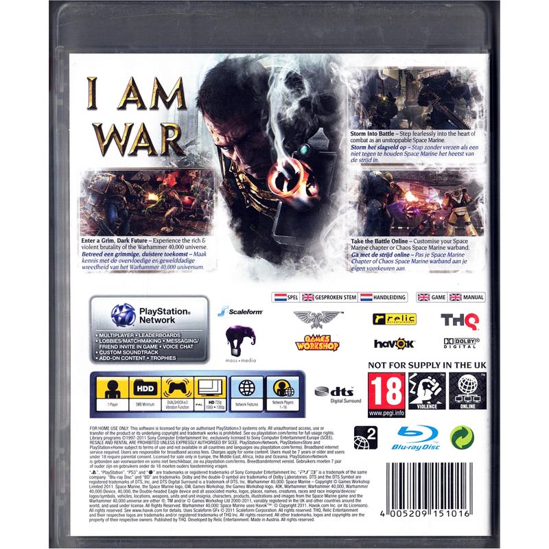 WARHAMMER 40000 SPACE MARINE PS3