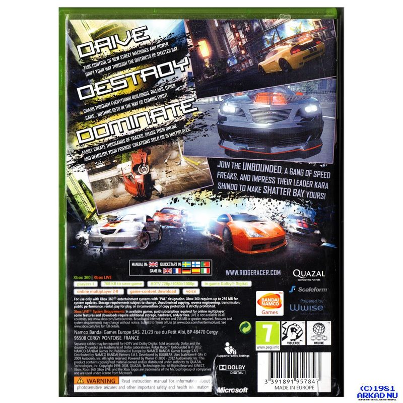 RIDGE RACER UNBOUNDED LIMITED EDITION XBOX 360