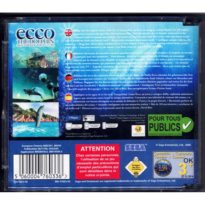 ECCO THE DOLPHIN DEFENDERS OF THE FUTURE DREAMCAST