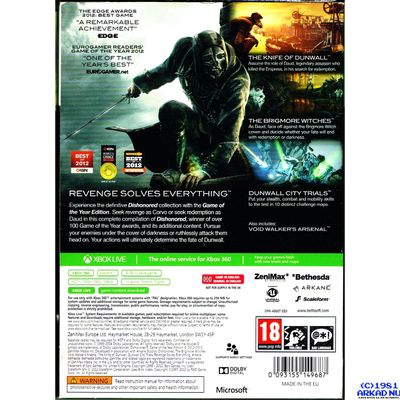 DISHONORED GAME OF THE YEAR EDITION XBOX 360