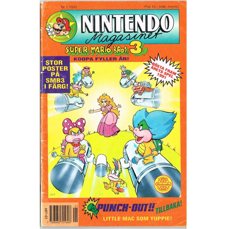 NINTENDO MAGASINET NR 1 1992 MED POWER PLAYER UTAN SUPER MARIO 3 POSTER