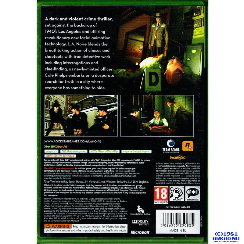 LA NOIRE XBOX 360