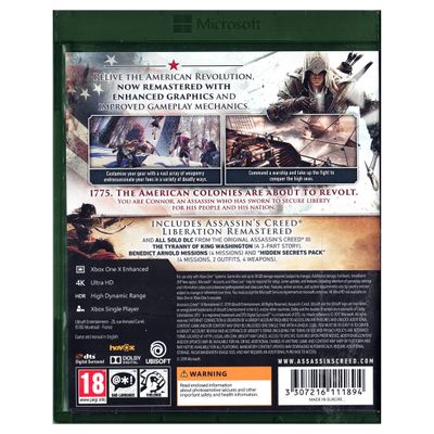 ASSASSINS CREED III REMASTERED XBOX ONE