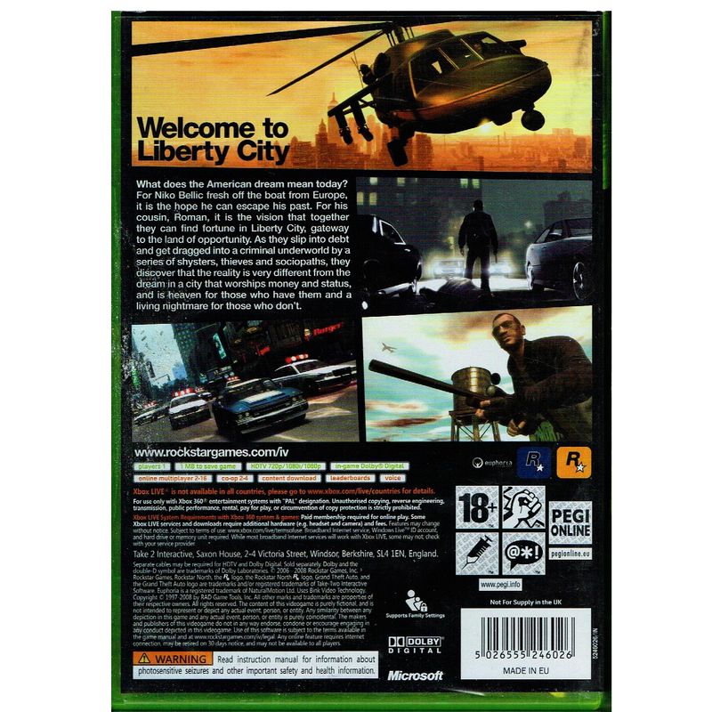 GRAND THEFT AUTO IV XBOX 360