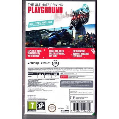 BURNOUT PARADISE REMASTERED SWITCH