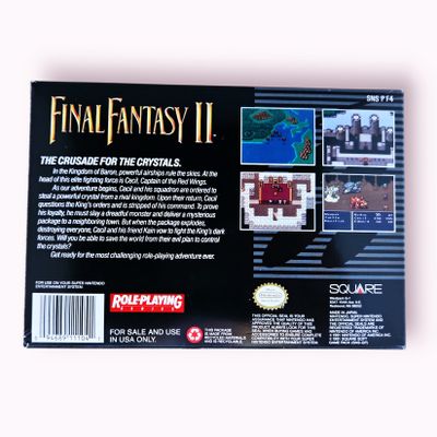 FINAL FANTASY II SNES NTSC USA MED ORIGINAL KVITTO