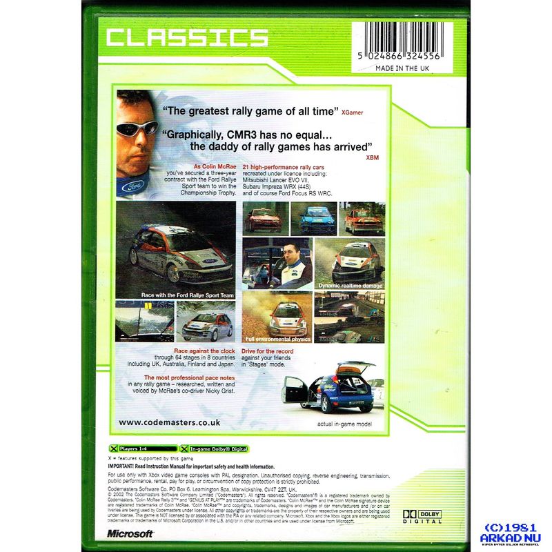 COLIN MCRAE RALLY 3 XBOX