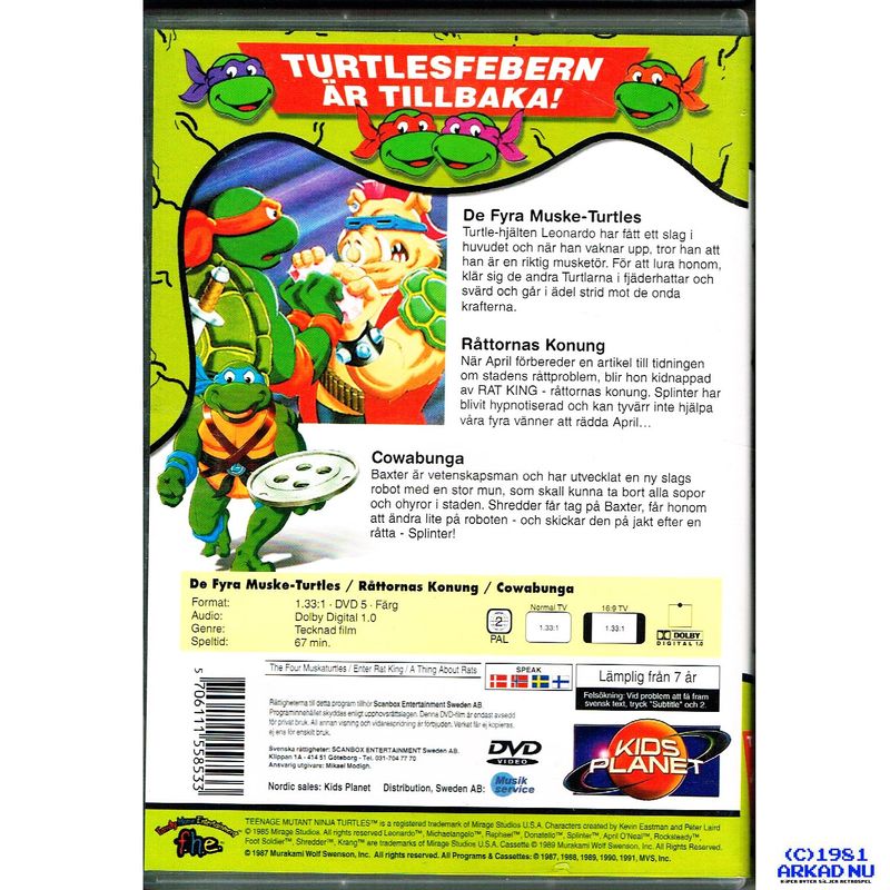 TEENAGE MUTANT HERO TURTLES DE FYRA MUSKETURTLES 4/7 DVD