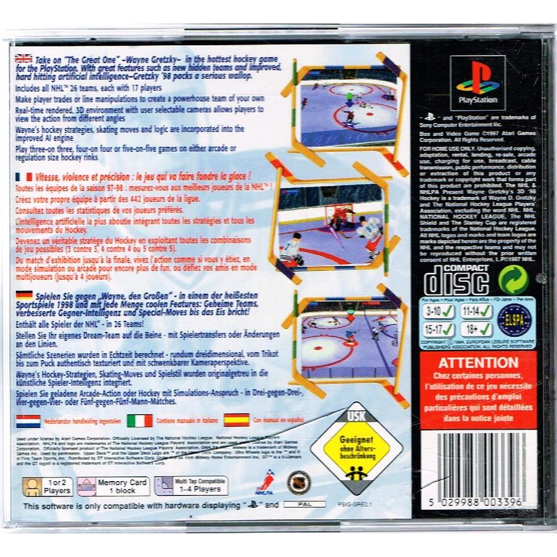 WAYNE GRETZKYS 3D HOCKEY 98 PS1