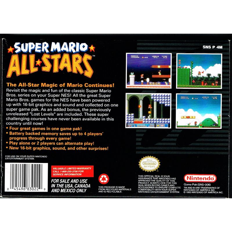 SUPER MARIO ALL-STARS SNES NTSC USA