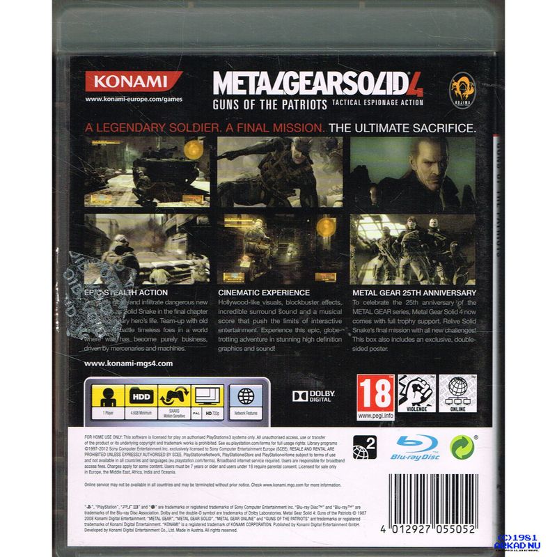 METAL GEAR SOLID 4 GUNS OF THE PATRIOTS 25TH  ANNIVERSARY EDITION PS3