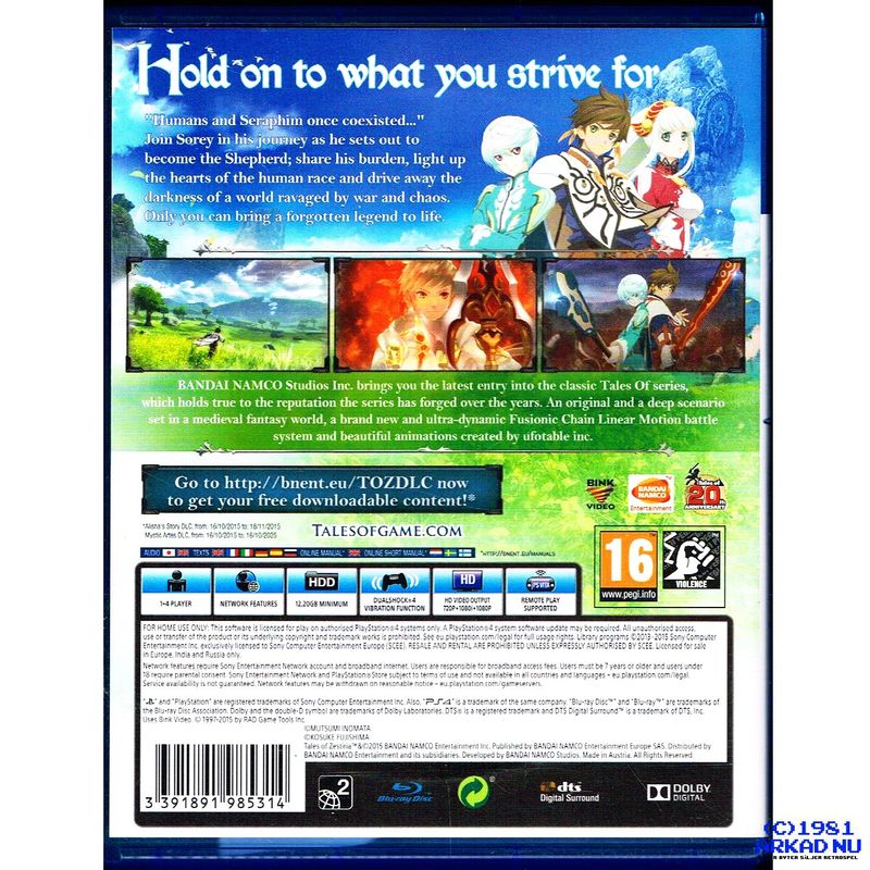 TALES OF ZESTERIA PS4