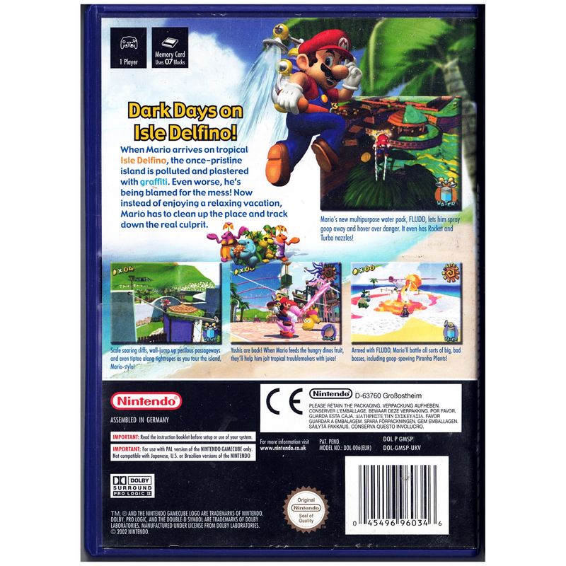 SUPER MARIO SUNSHINE GAMECUBE