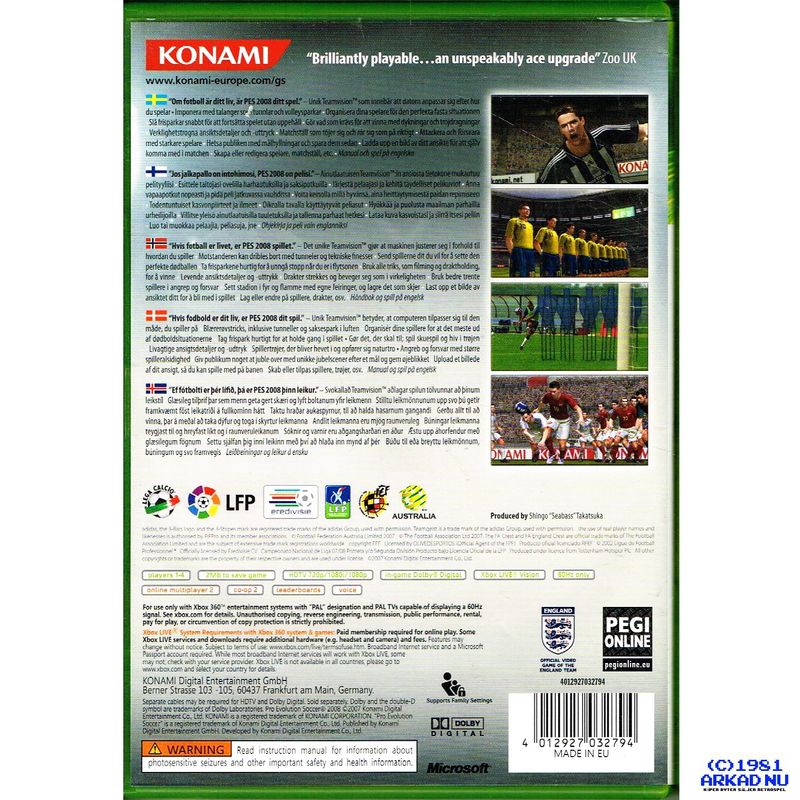 PES PRO EVOLUTION SOCCER 2008 XBOX 360