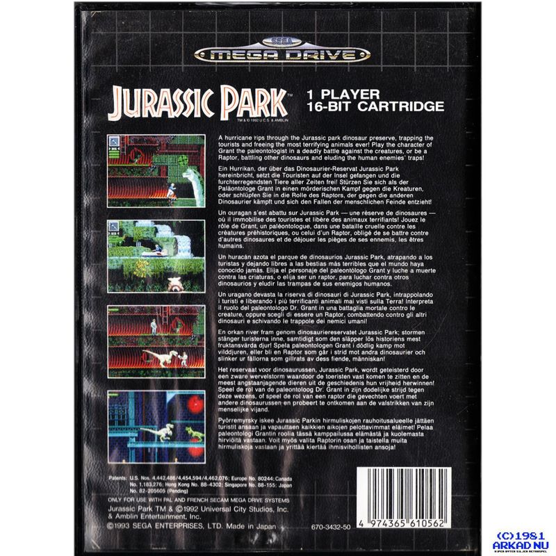 JURASSIC PARK MEGADRIVE