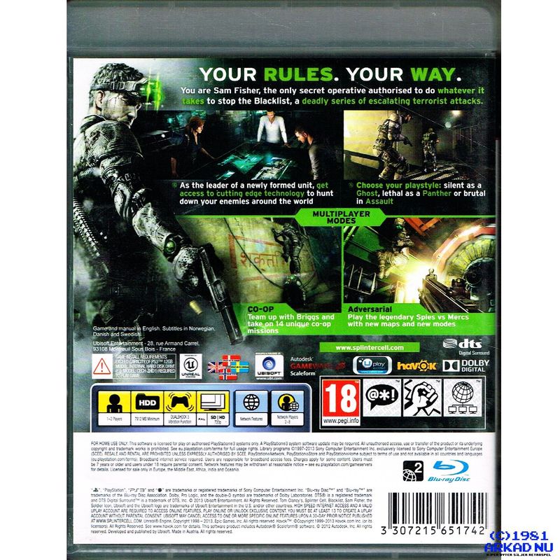 TOM CLANCYS SPLINTER CELL BLACKLIST PS3