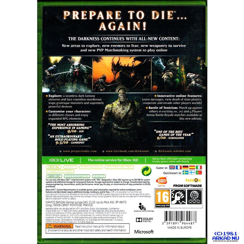 DARK SOULS PREPARE TO DIE EDITION XBOX 360