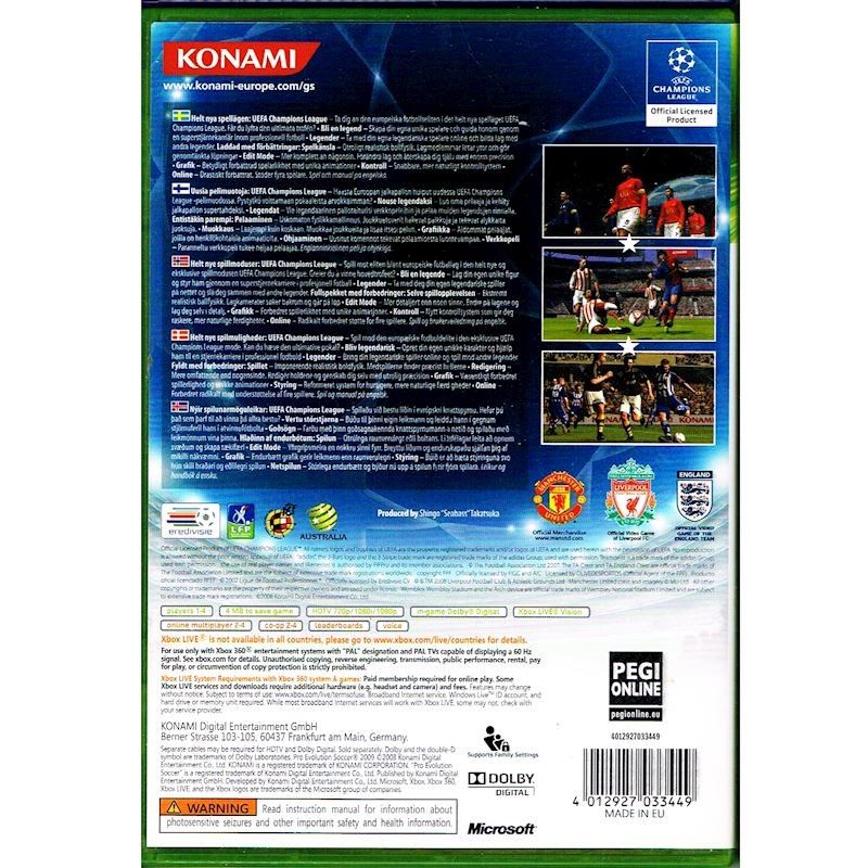 PRO EVOLUTION SOCCER PES 2009 XBOX 360