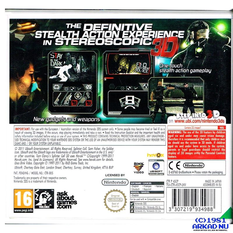 TOM CLANCYS SPLINTER CELL 3D 3DS