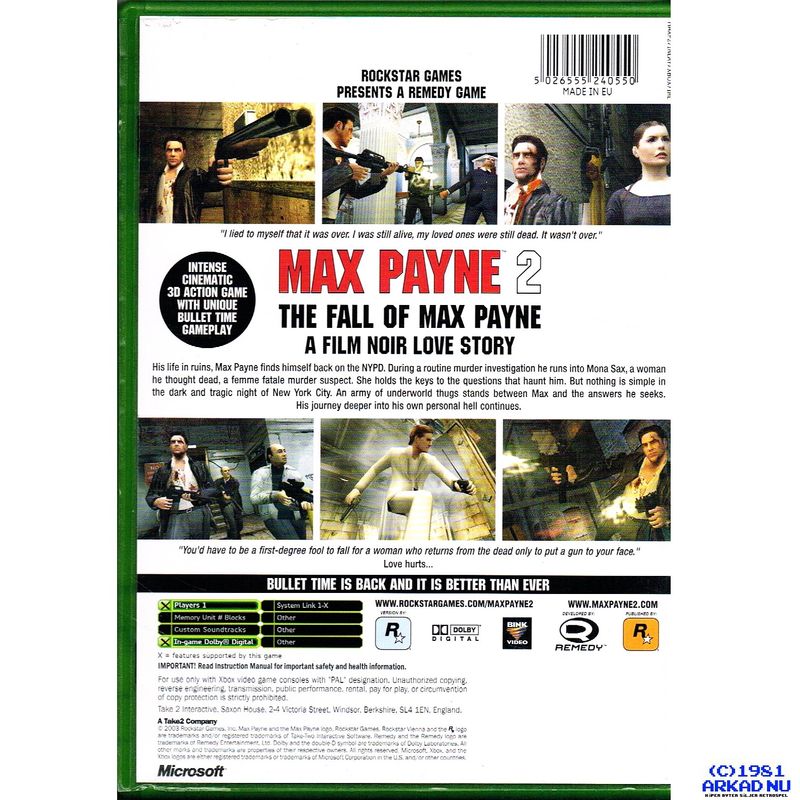 MAX PAYNE 2 THE FALL OF MAX PAYNE XBOX